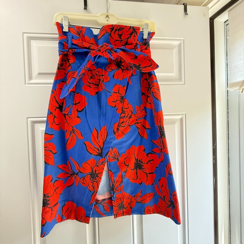 NWT Marissa Webb Ella Ottoman Printed Floral Tie-Waist Skirt Size 2